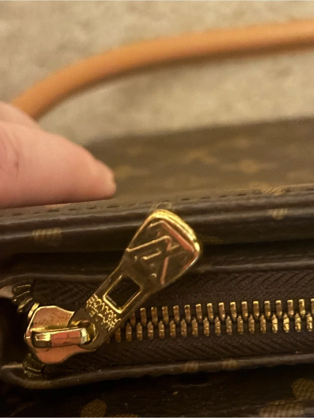 Louis Vuitton Monogram Canvas Shoulder Bag with loop Vachetta Handle